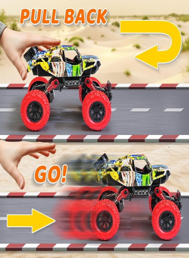 Beestech 6.3 Inch Monster Truck Toys for Boys 3 4 5 6 7 Years Old, Pull Back Friction Powered Truck Vehicles Play Sets 2 Pack - Image 3
